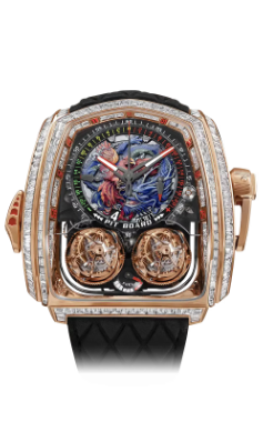 Jacob & Co Replica watch twin turbo furious baguette ROSE GOLD - DRAGON AND PHOENIX TT800.40.BD.UA.A